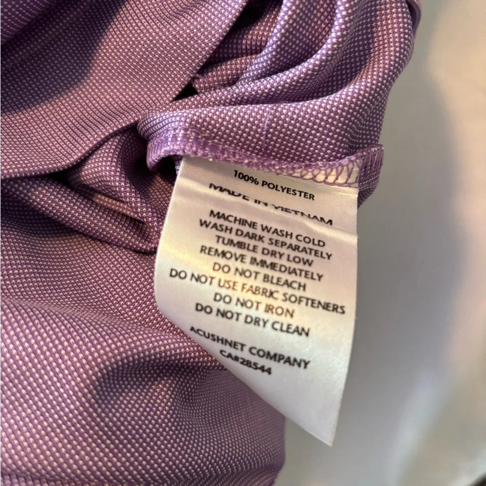 FJ Foot Joy Men’s Purple and White Checked Polo Eagle Watch Golf Club Size Large